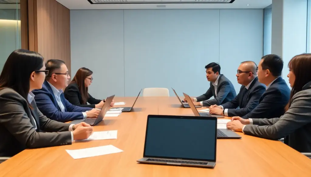 A group of officials discusses regulatory changes at a gaming conference in Asia, highlighting the importance of compliance and licensing in the industry.