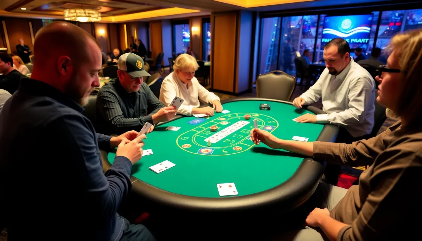Closeup of a dealer revealing their upcard, highlighting the tense moment in the game as players assess their options