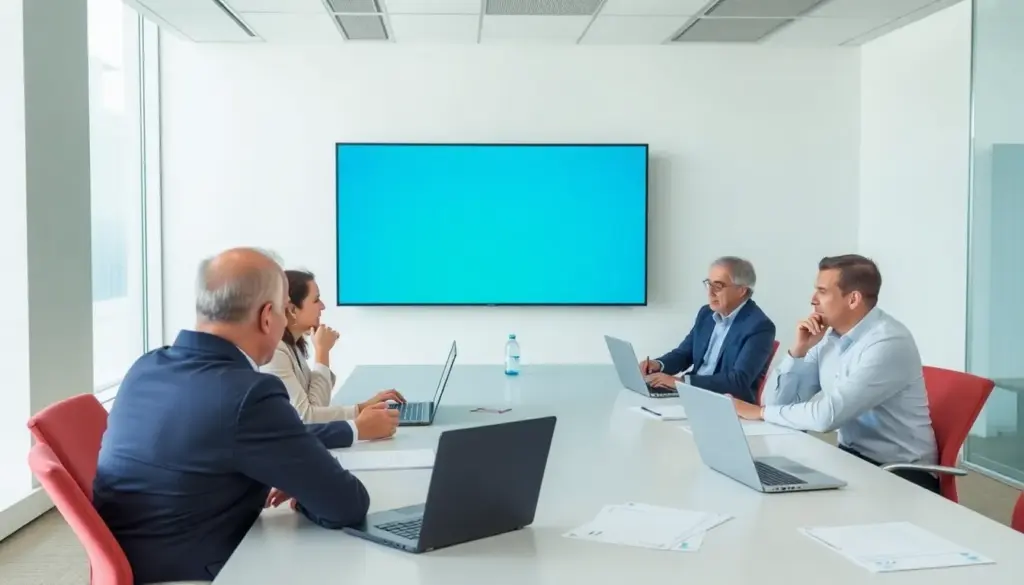 A group of business professionals discusses regulatory compliance strategies in a modern office setting, highlighting the importance of obtaining a BTG license for digital finance operations.