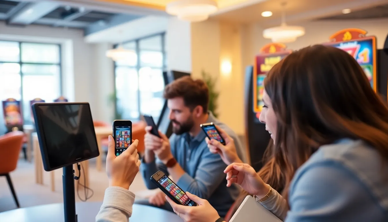 A group of online gamers interacts enthusiastically during a live streaming session of a slot game, showcasing the engaging atmosphere created by the Livespins feature.