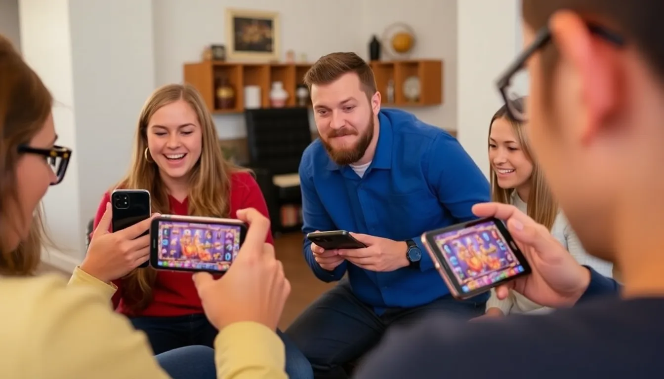 Players enjoying a captivating live stream on various devices, highlighting the flexibility and accessibility of the Livespins platform
