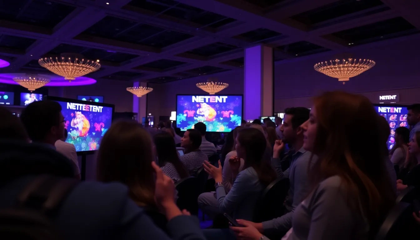 A collaborative meeting between NetEnt representatives and online casino operators, emphasizing the importance of partnerships in advancing gaming technology and player experience