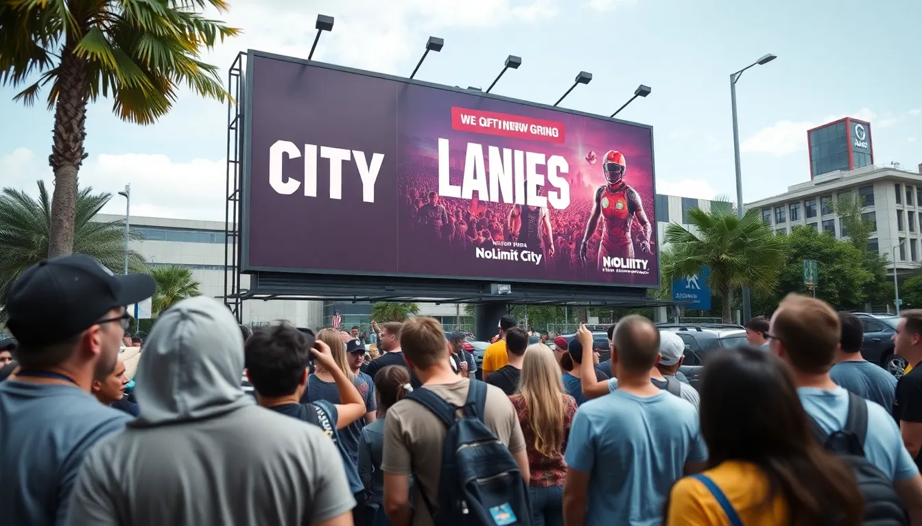 An artistic representation of Nolimit City's diverse game themes, featuring elements from the Wild West and futuristic cities that cater to a wide range of player preferences