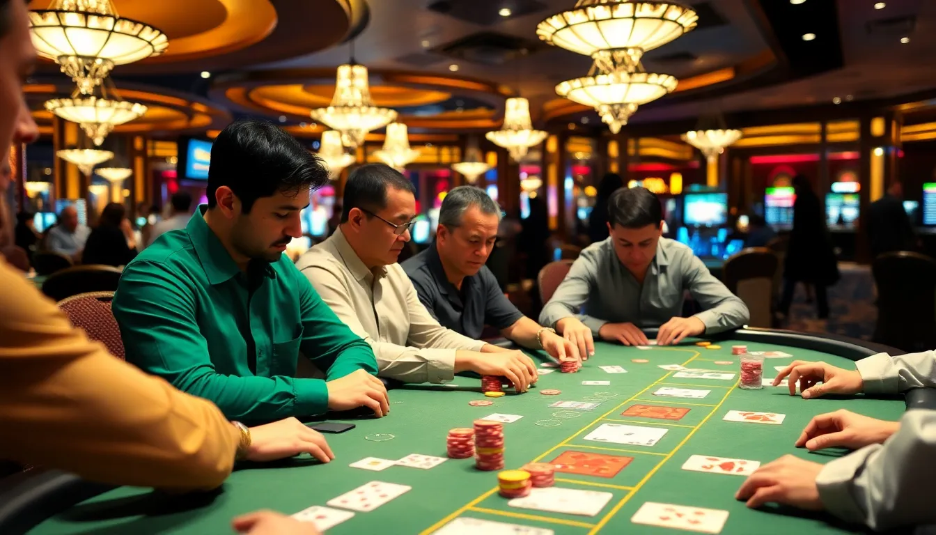 A player focused on their betting strategy, jotting down previous outcomes on a notepad to enhance their chances of winning in baccarat