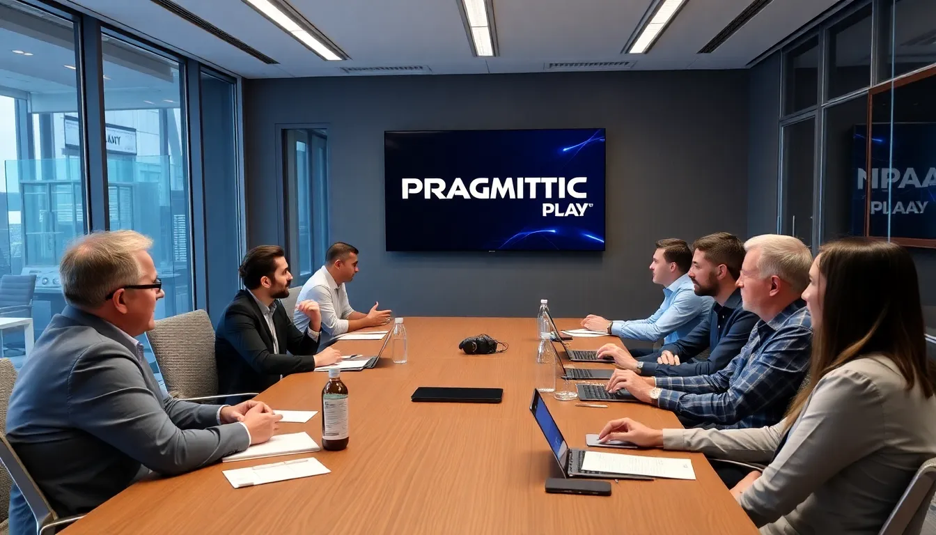 An immersive live casino environment where players interact with professional dealers during a game of blackjack, illustrating the authenticity and excitement of Pragmatic Play's live dealer offerings