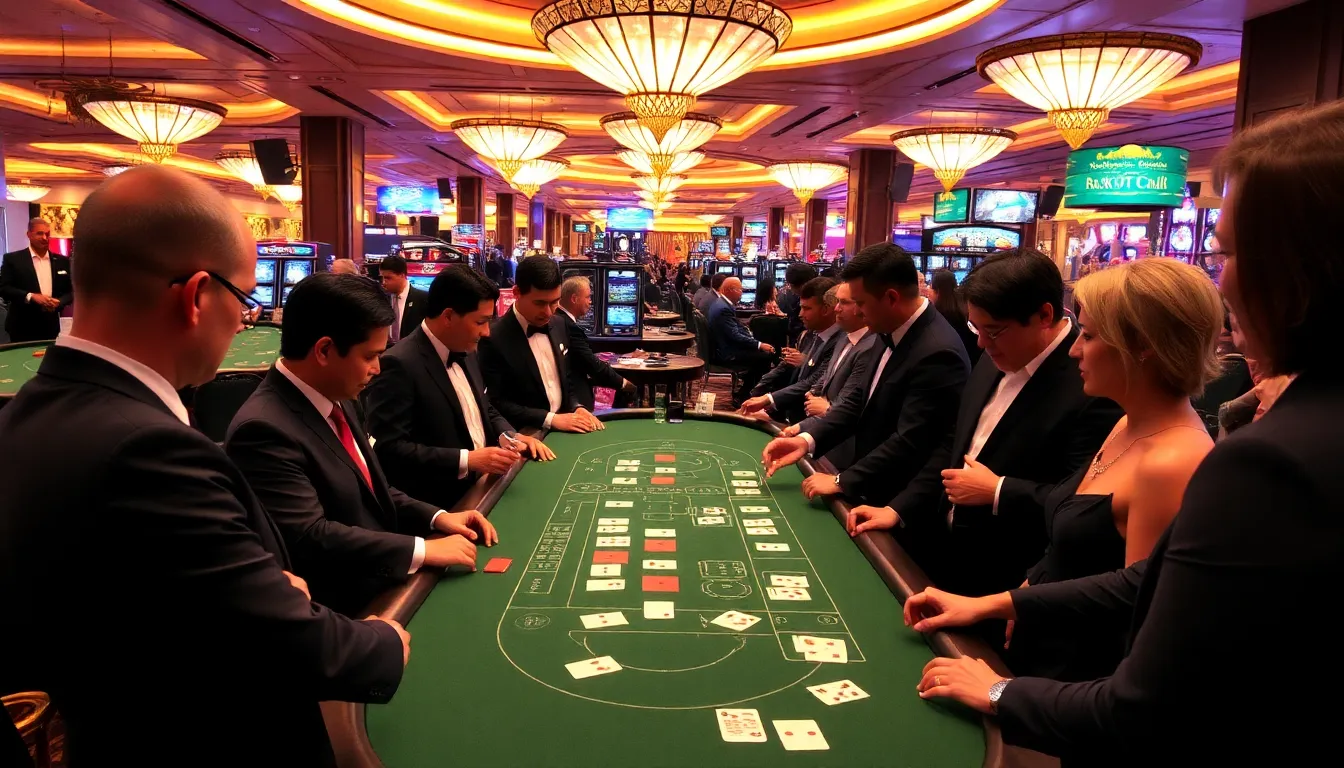 A dealer expertly explaining the drawing rules to a group of engaged players, highlighting the game's strategic depth