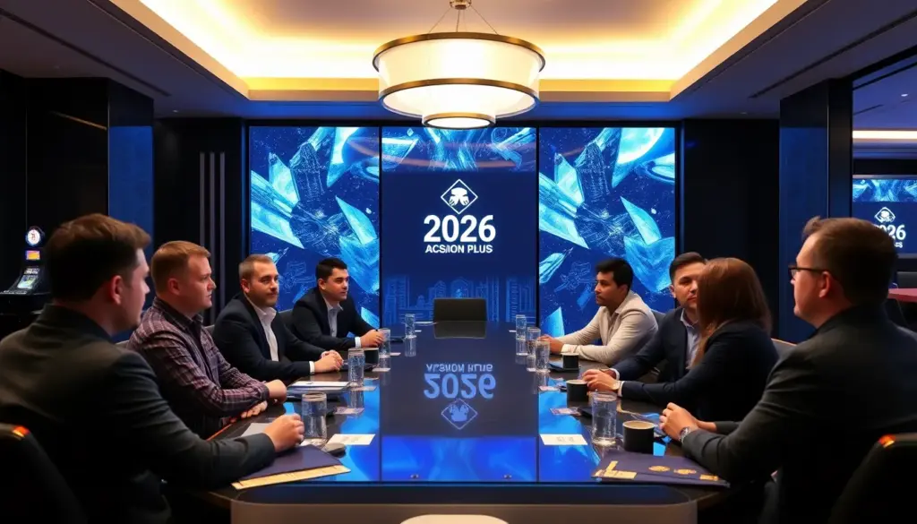 A group of excited gamers gathers around their computers, eagerly discussing the latest features and promotions of SpacemanPlus Casino as it prepares to launch in January 2026.