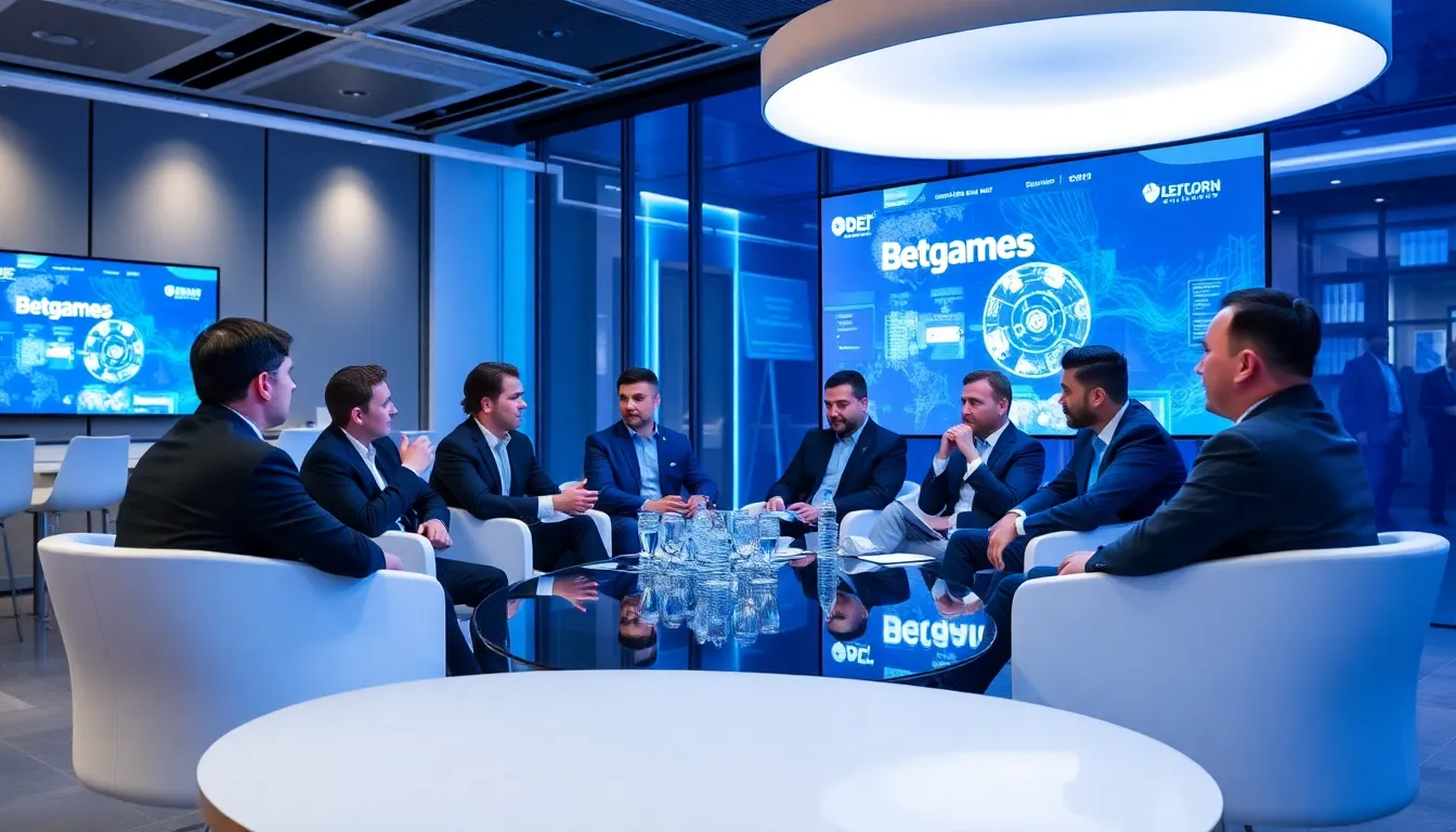 A group of enthusiastic players engaging with Betgames' innovative game formats during a themed event
