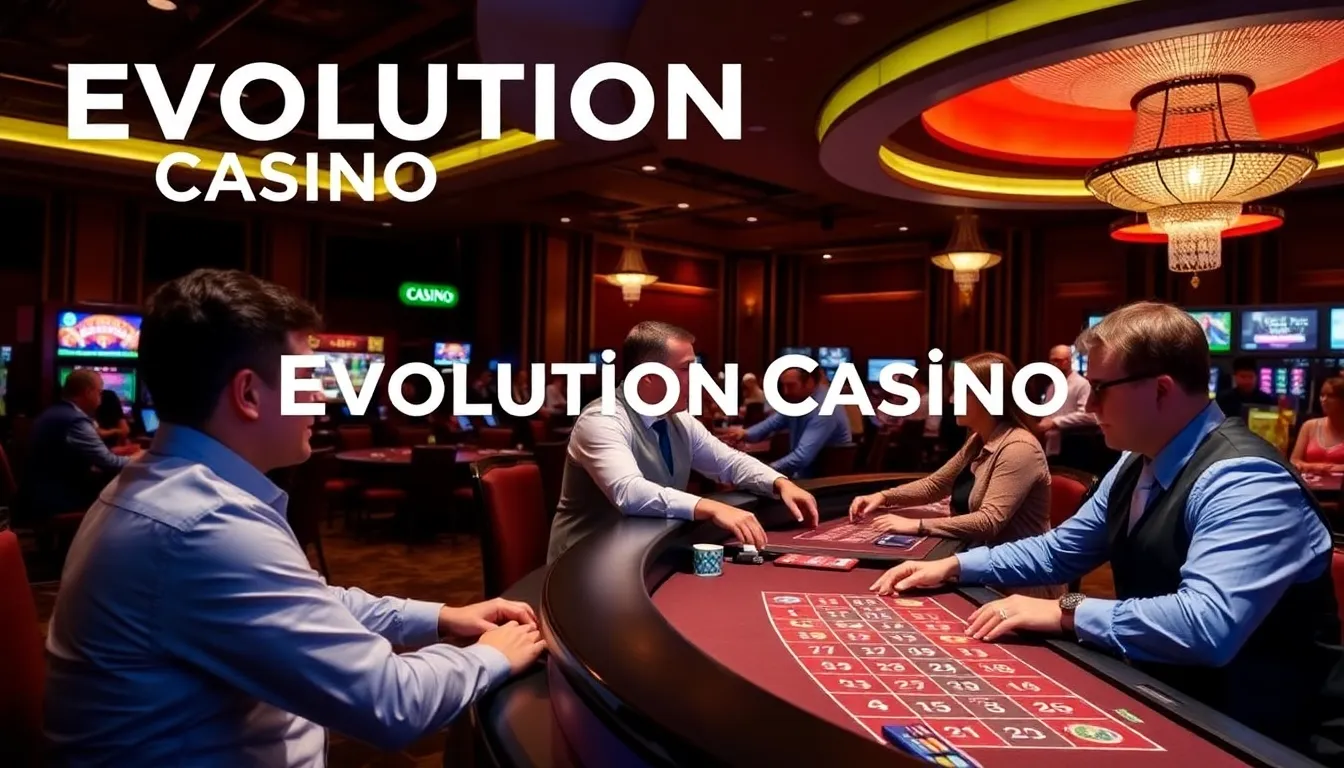 A group of players sits around a table, intently watching a live dealer as cards are dealt in a vibrant online casino setting.