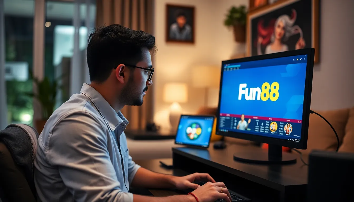 다양한 스포츠 베팅 옵션이 나열된 Fun88의 화면에서 사용자들이 선택하는 장면
