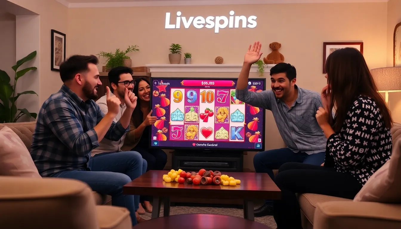 A group of gamers sharing tips and reactions during a communal gaming session, highlighting the social atmosphere created by Livespins