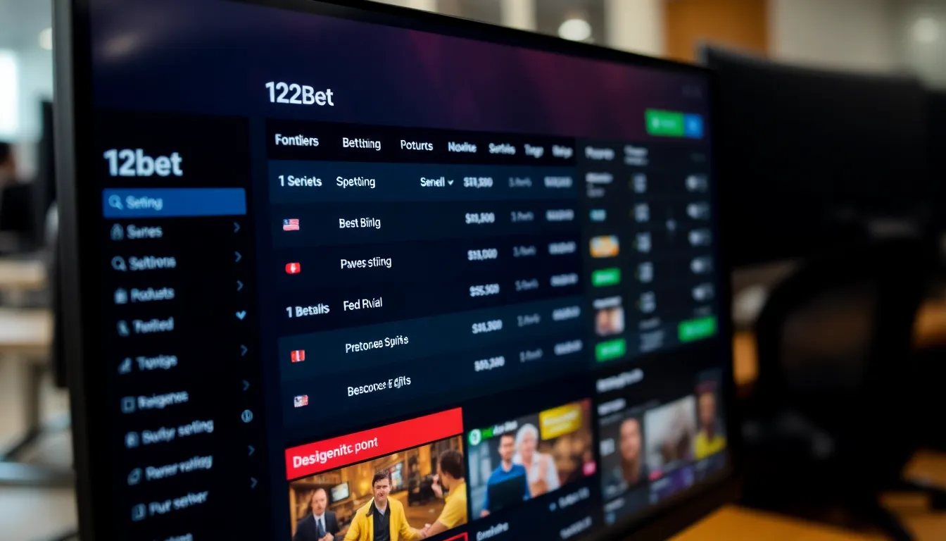 A group of bettors gathers around a computer, intently discussing strategies and options on the 12bet online betting platform.