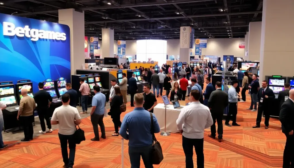 A group of enthusiastic players gathers around a digital gaming table, intently watching the livestreamed Betgames event on their devices while discussing strategies and sharing tips.