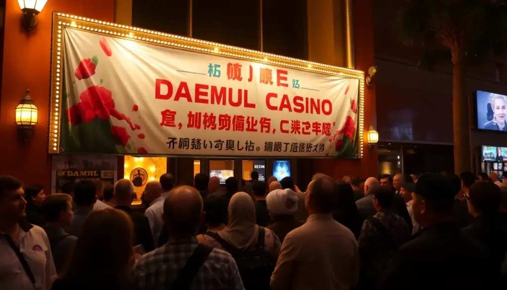 A group of excited players gathers around a highstakes gaming table at Daemul Casino, showcasing the vibrant atmosphere and anticipation of a March 2026 gaming night.