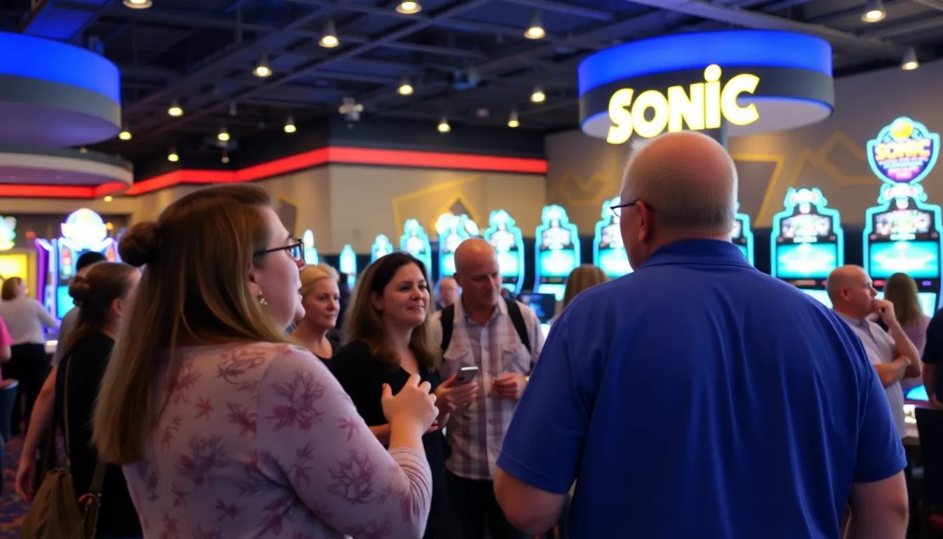 An engaging scene depicting players interacting through chat features within Sonic Casino, fostering a sense of community and shared gaming experiences
