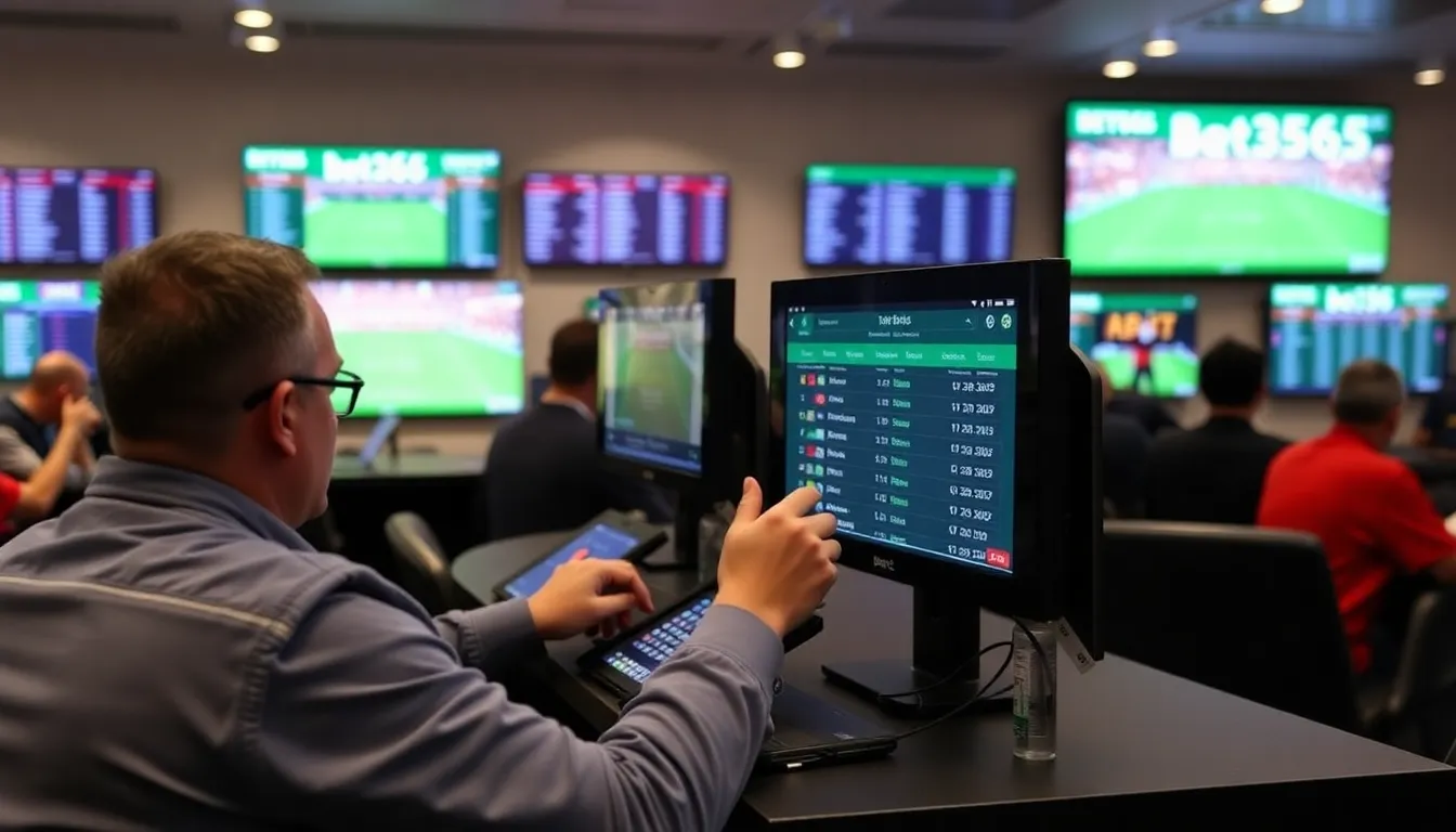 スマートフォンを使ってBet365アプリでリアルタイムのベッティングを楽しむユーザーの様子