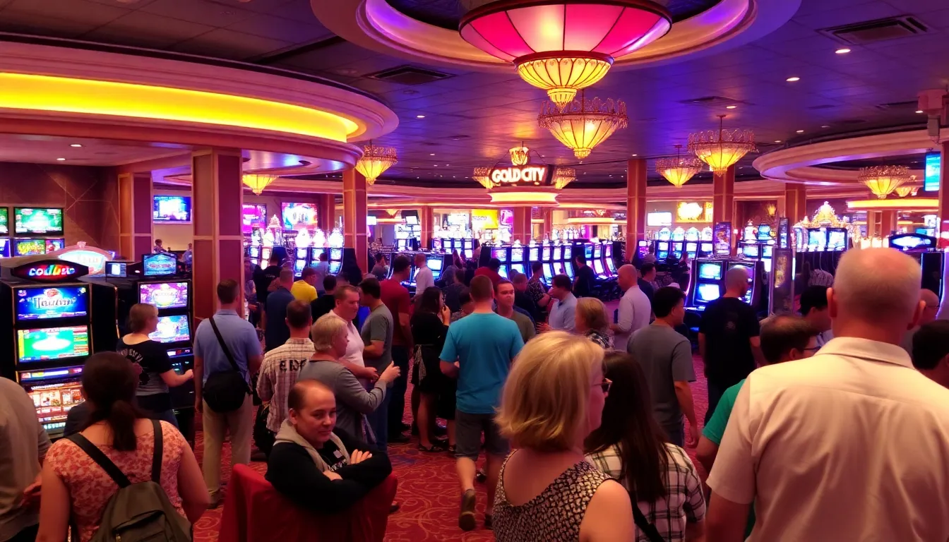 A lively event space at Gold City Casino, where guests gather for themed nights and special promotions, highlighting the casino's dynamic entertainment offerings