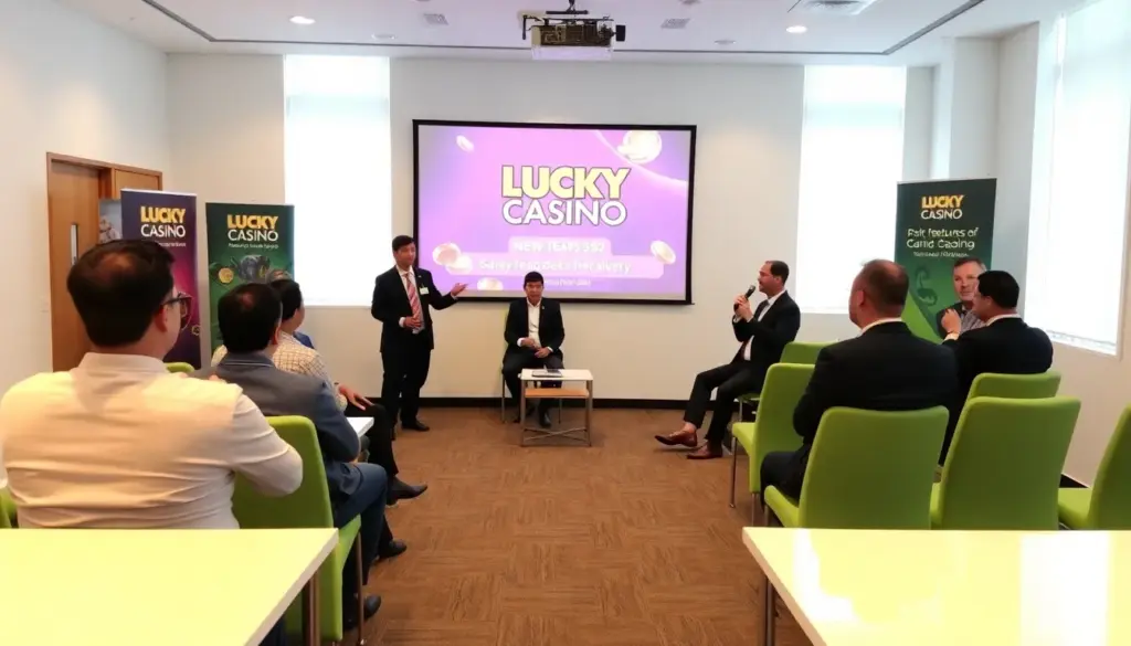 Crowds of excited visitors gather around the gaming tables at Lucky Casino, showcasing the vibrant atmosphere and diverse range of games available in March 2026.