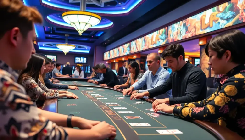 A group of enthusiastic gamers gathers around a computer screen, eagerly discussing strategies for their favorite Narutothemed online casino games.