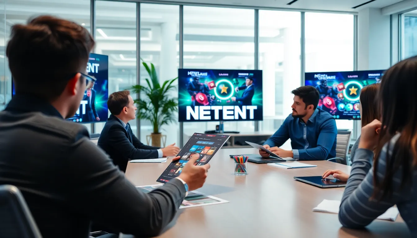 NetEntの最新技術を活用して、スマートフォンで快適にゲームをプレイするユーザーの姿が表現されています