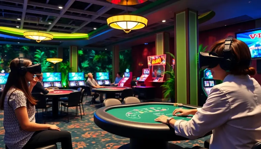 A bustling crowd gathers outside the Garden Casino, eagerly anticipating the unveiling of new gaming technologies and events scheduled for April 2026.