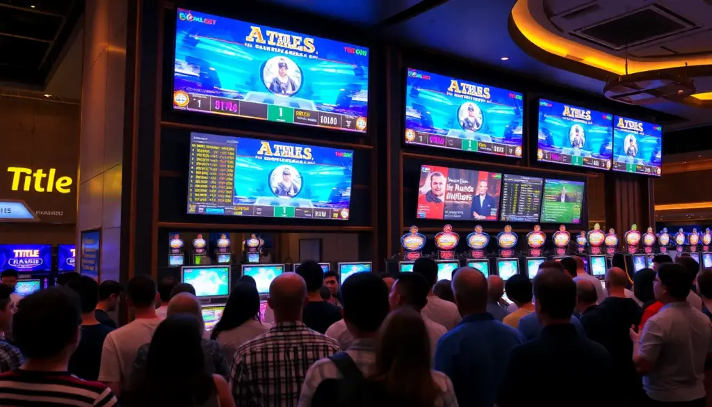 A group of enthusiastic players gathers around a gaming table at Title Casino, eagerly discussing the latest updates and rankings while enjoying their favorite games.
