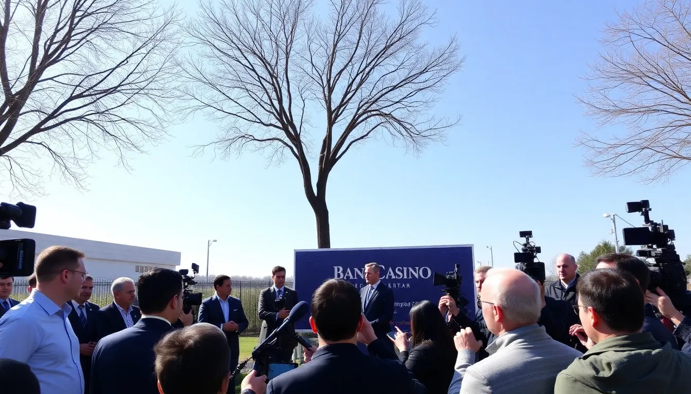 A group of excited players gathers around a digital roulette table at Bank Casino, eagerly placing their bets as colorful lights flash and the sound of spinning wheels fills the air.