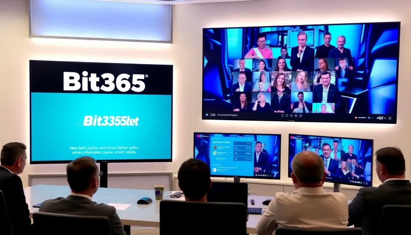A closeup of a smartphone screen displaying the Bit365Bet user interface, showcasing various sports betting options and promotions available to users