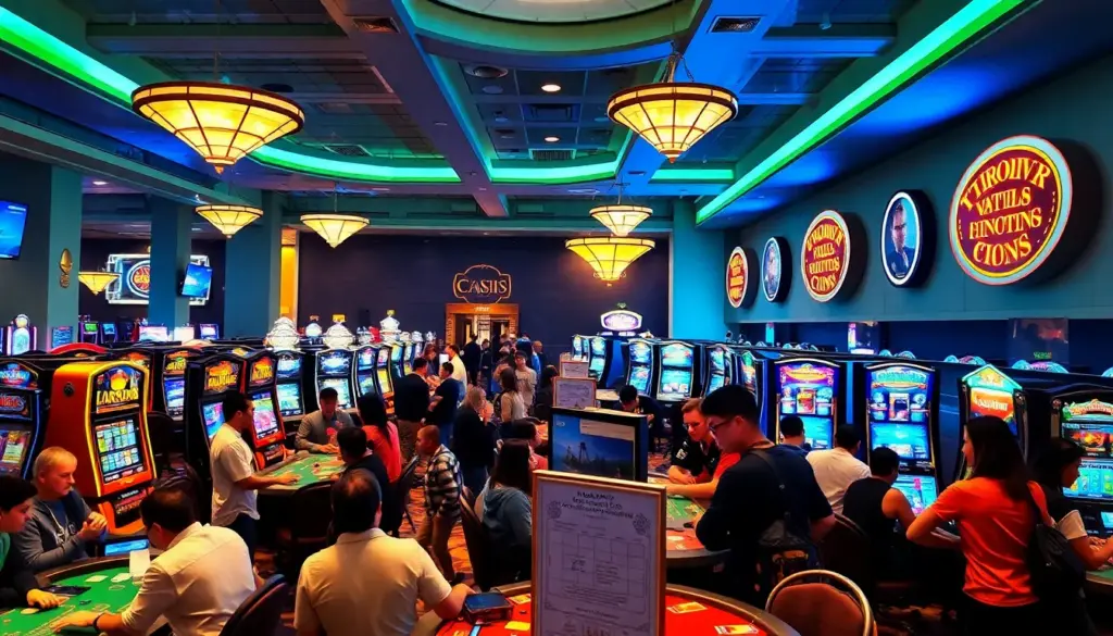 A group of excited players gathers around a gaming table at Core Casino, eagerly engaging with the latest virtual reality gaming technology.
