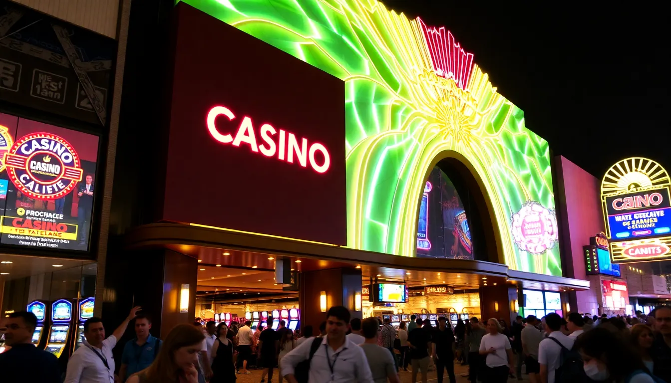 players eagerly engaging with new games and features at an online casino, showcasing a lively atmosphere filled with excitement and anticipation.