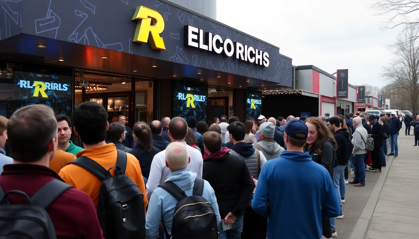 A group of enthusiastic players gathers around a brightly lit gaming station, eagerly discussing the latest updates and strategies for R Slots as they prepare for an upcoming tournament.