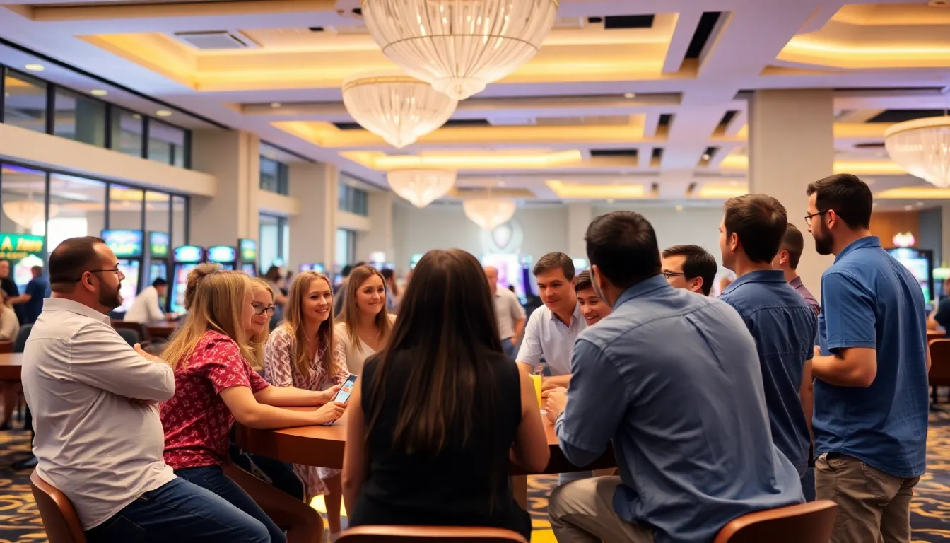 A group of diverse players gathers around a virtual gaming table, engaging enthusiastically with immersive technology at Together Casino in April 2026.